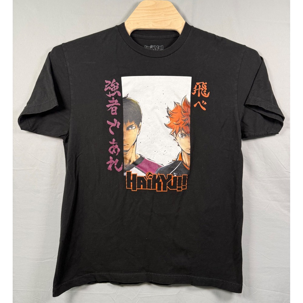 Haikyu Anime Graphic T-Shirt Mens Large Black Crunchyroll Kageyama Hinata Tee